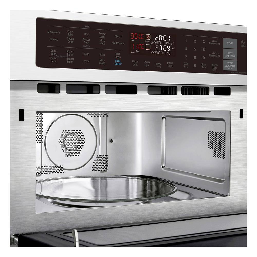 LG STUDIO 30 in. Smart Electric Convection  EasyClean Combination Wall Oven with Built-In Microwave in Stainless Steel LSWC307ST