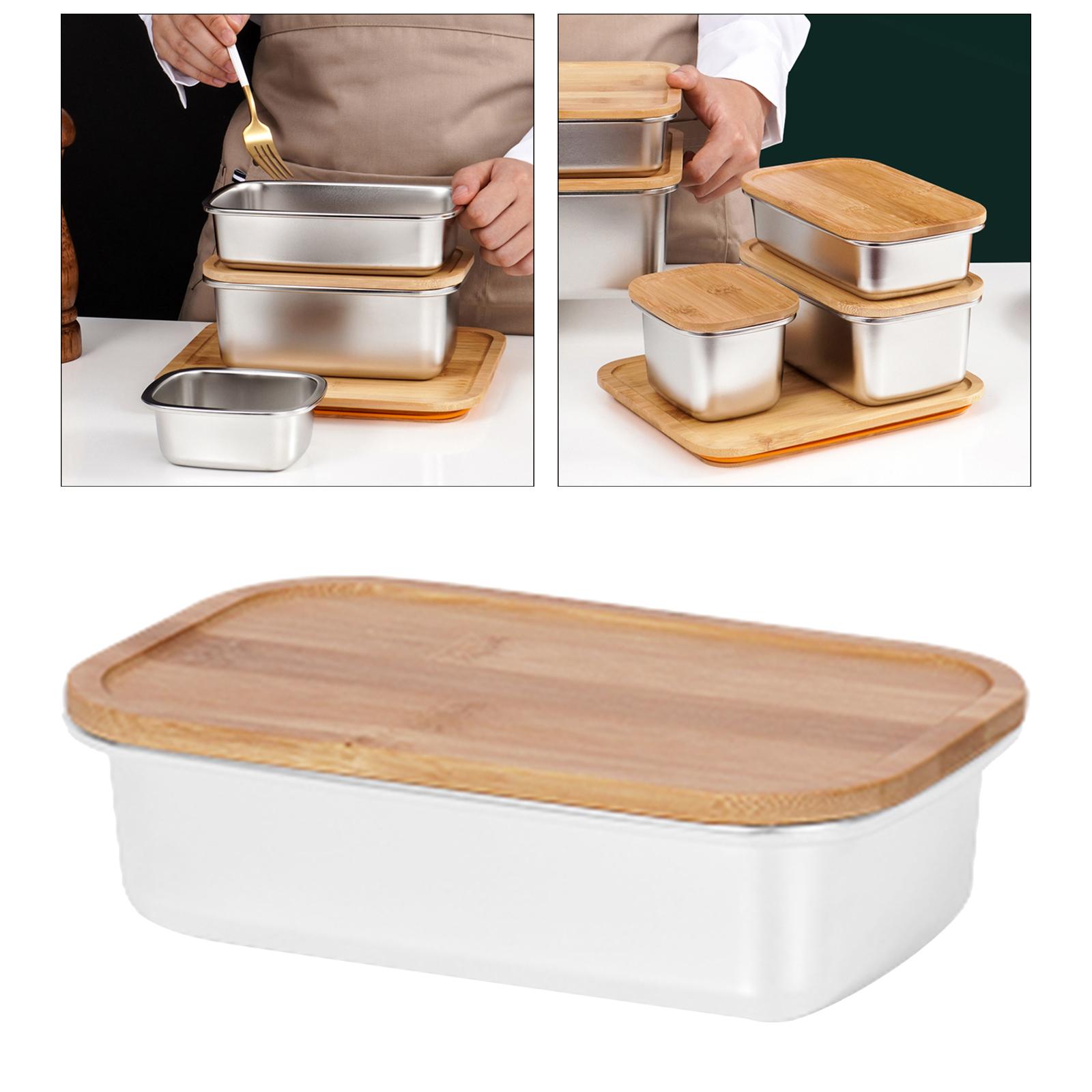 Butter Dish with Lid Extra Large Keeper with Bamboo Lid Cover for Microwave Butter Storage Container for Countertop Refrigerator - 600ml