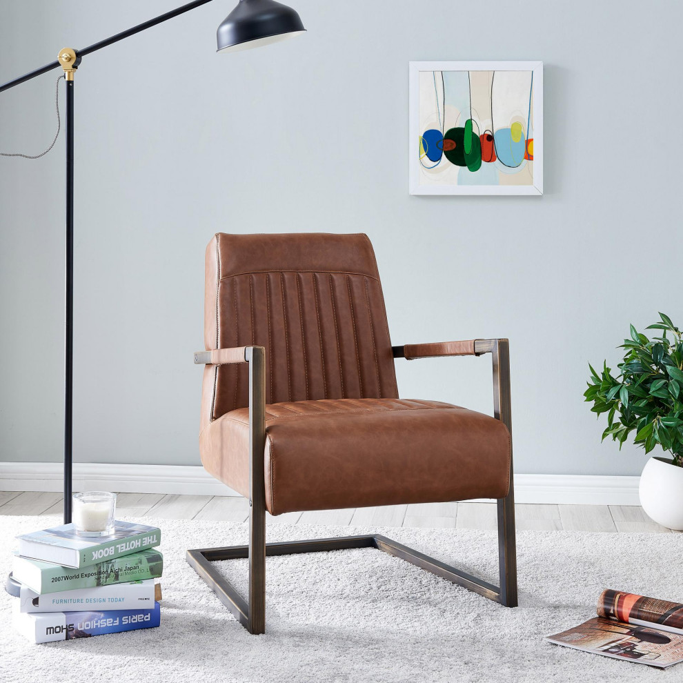 Texas Arm Chair  Antique Cigar Brown   Industrial   Armchairs And Accent Chairs   by Virgil Stanis Design  Houzz