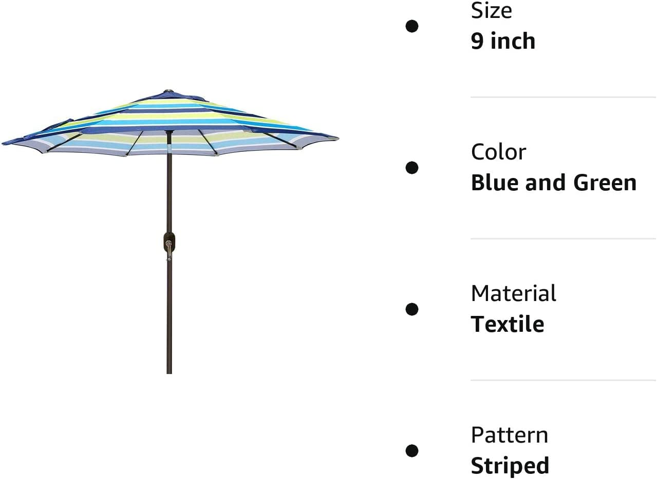 9' Outdoor Market Patio Umbrella with Push Button Tilt and Crank, 8 Ribs (Tan)