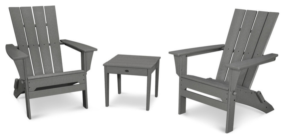 Polywood Quattro 3 Piece Adirondack Set   Transitional   Outdoor Lounge Sets   by POLYWOOD  Houzz