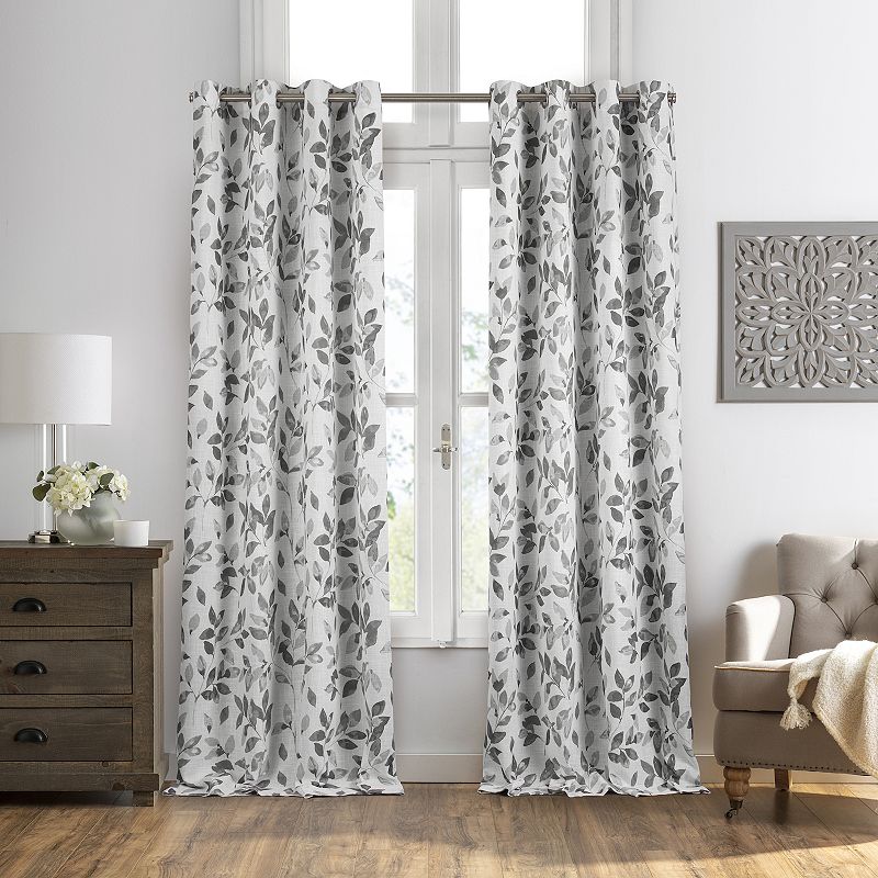 Elrene Home Fashions Avalon Botanical Floral Leaf Print Blackout Window Curtain