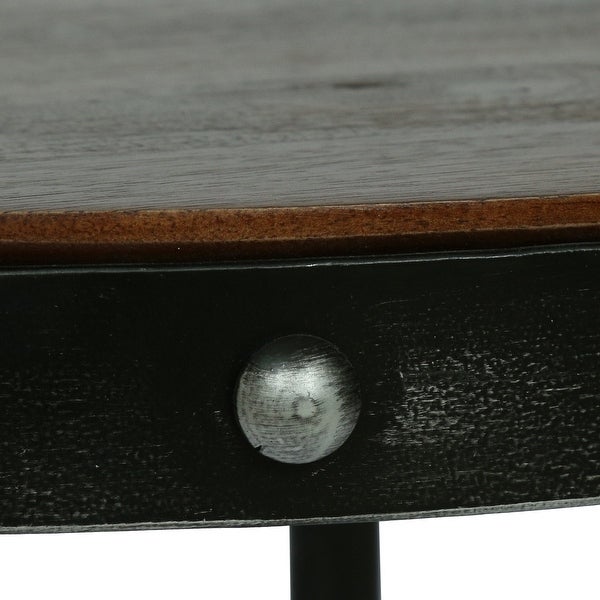 Rivet Modern Industrial Handcrafted Round Mango Wood Side Table by Christopher Knight Home - 20.00