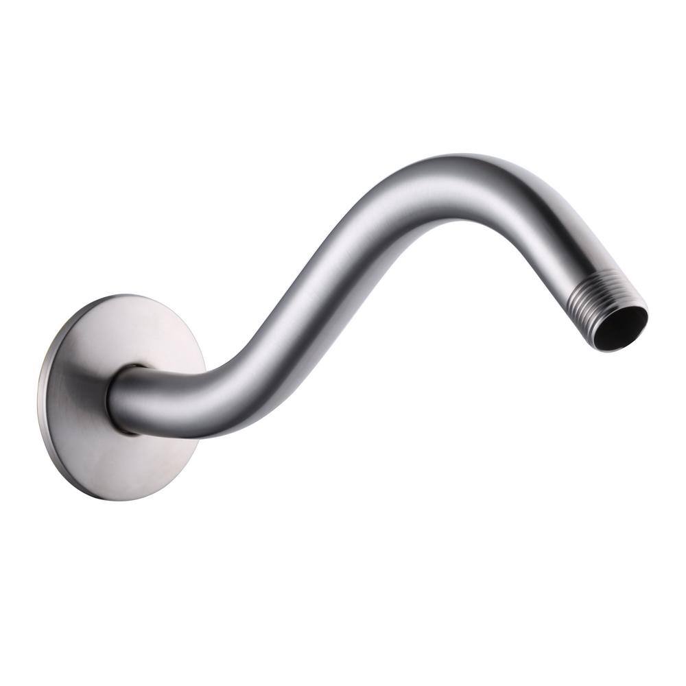 Glacier Bay 9 in. Curved Shower Arm with Flange in Brushed Nickel HD59302-6204