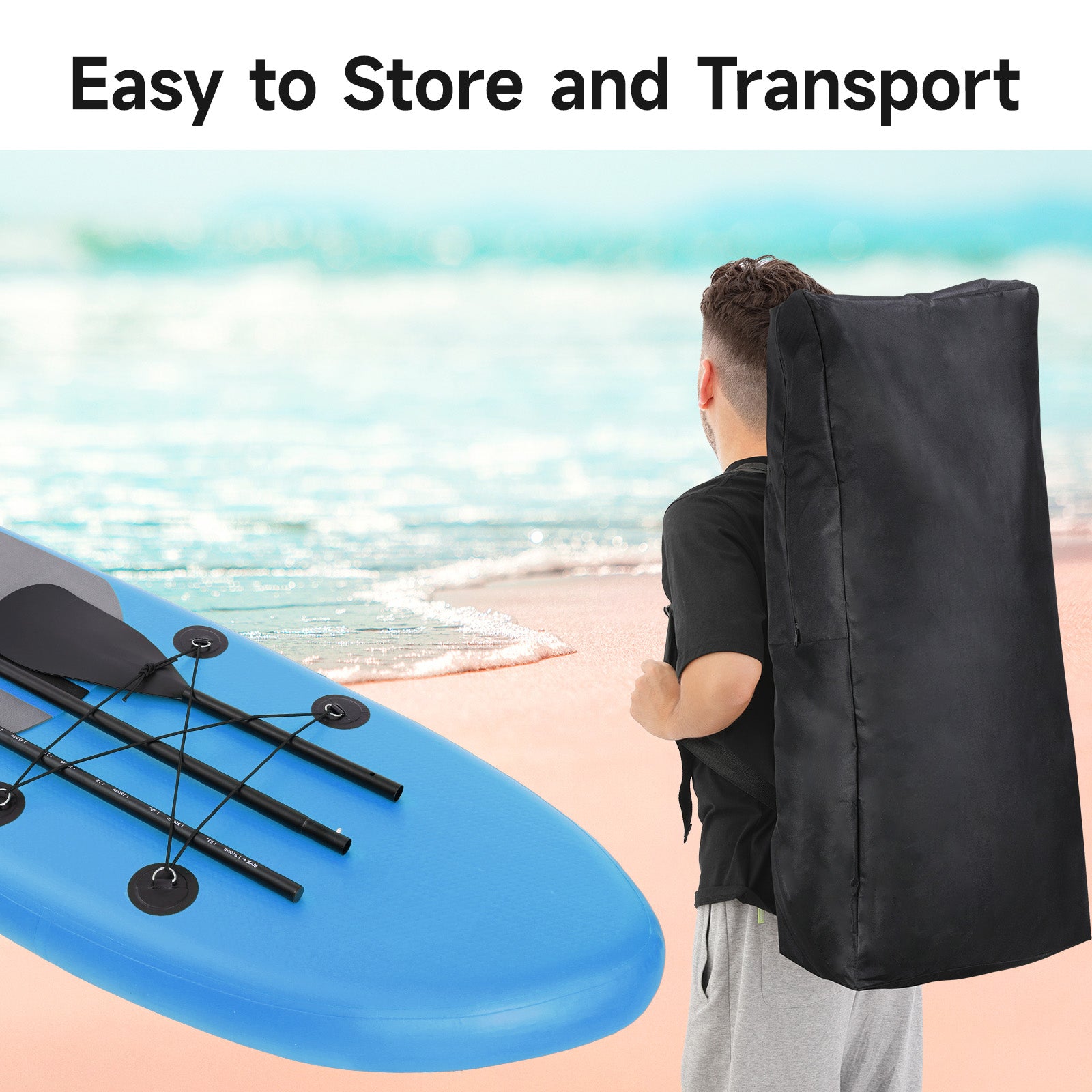 10FT Inflatable Paddleboard with Double Action Pump,  Adjustable Paddle, SUP Accessories and Carry Bag