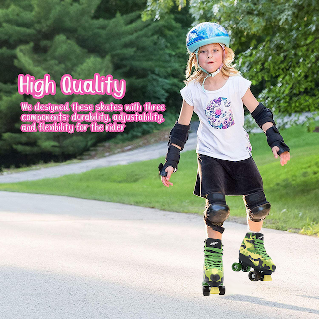 Quad Roller Skates for Girls & Boys, Men Women Outdoor Classic High Cuff Quad Skates with Lace System size 8 Women