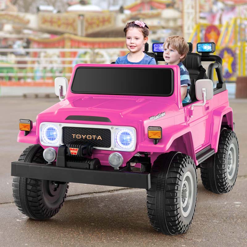 Licensed Toyota FJ40 2-Seater Kids Ride On Truck 12V Battery Powered Electric Riding Toy Car with Laser Lights