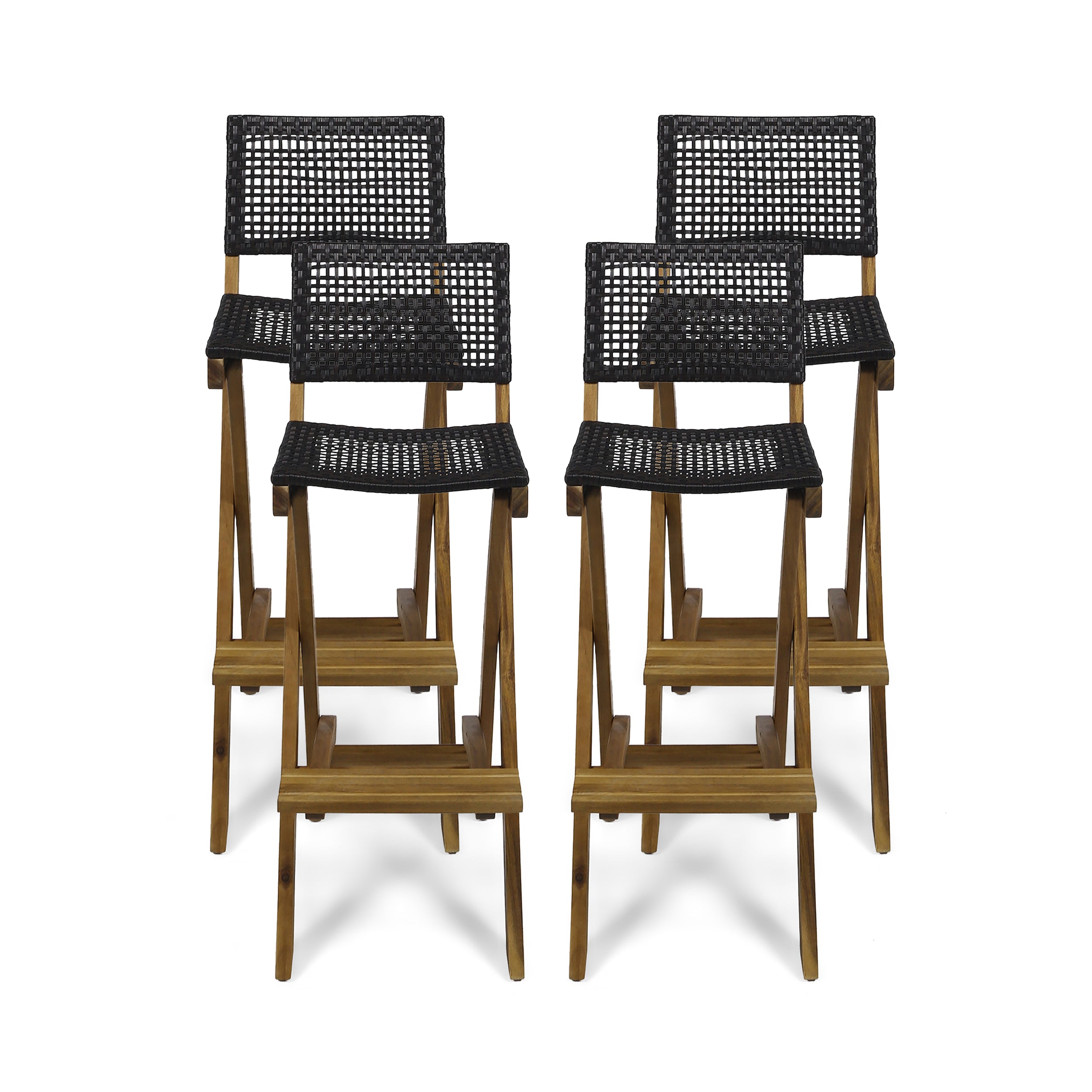 Elizabeth Outdoor Folding Acacia Wood Barstools (Set of 4)