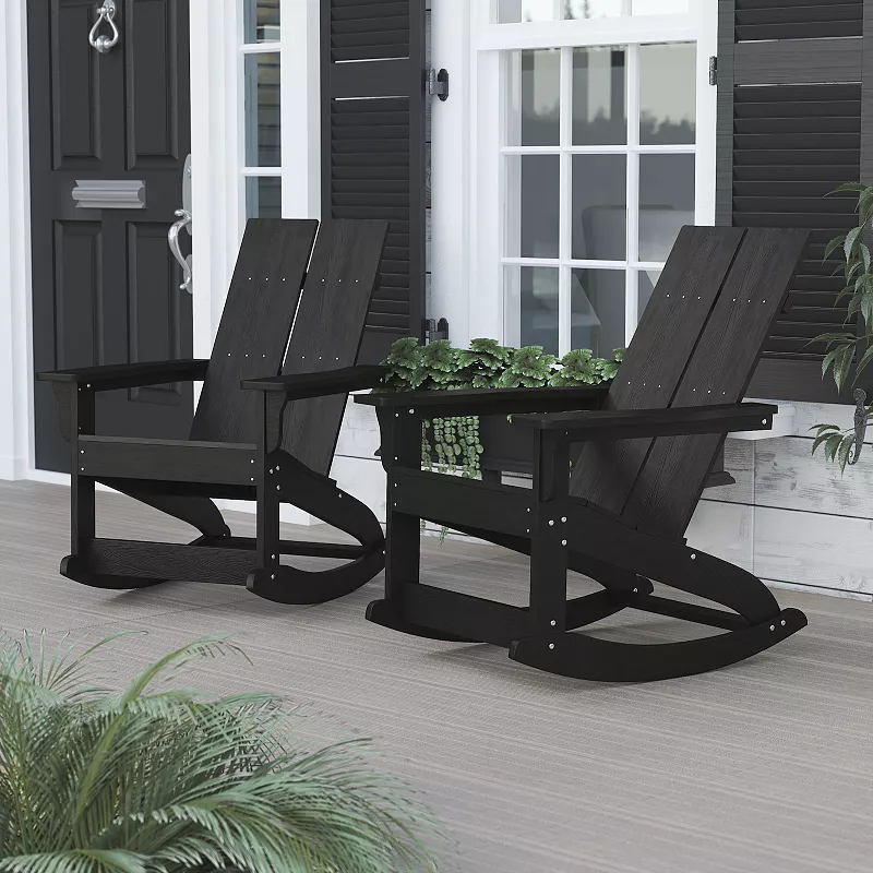 Flash Furniture Finn Modern All-Weather 2-Slat Adirondack Rocking Chair