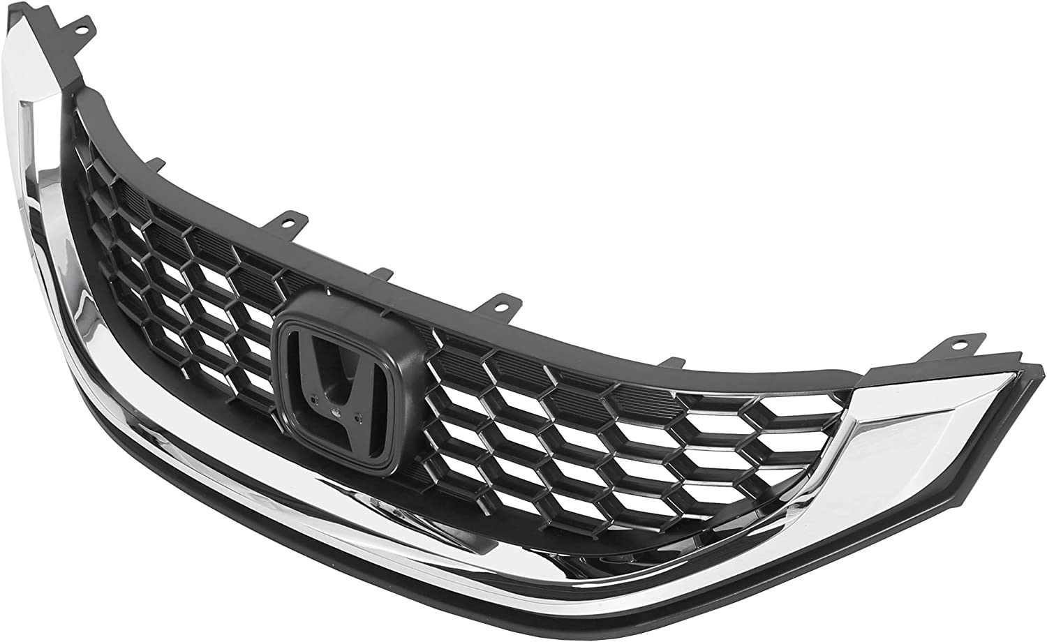 ECOTRIC Front Bumper Grille Black w/Molding for 2013 2014 2015 Honda Civic Sedan Replaces HO1200216 HO1202109 71121TR3A01 71122TR3A01