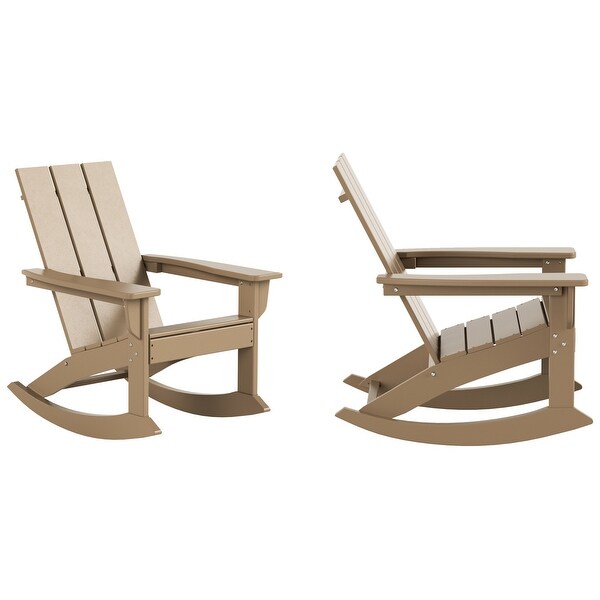 Polytrends Shoreside Modern EcoFriendly All Weather Poly Adirondack Rocking Chairs (Set of 2)