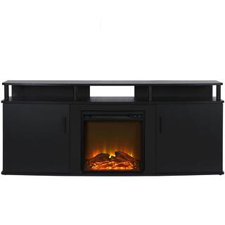 Ameriwood Home Windsor 63.1 in. Freestanding Electric Fireplace TV Stand in Black Fits TVs up to 70 in. HD04650