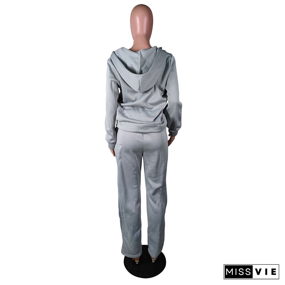 Pure Color Sweatshirt Sports And Leisure Two-piece Suit