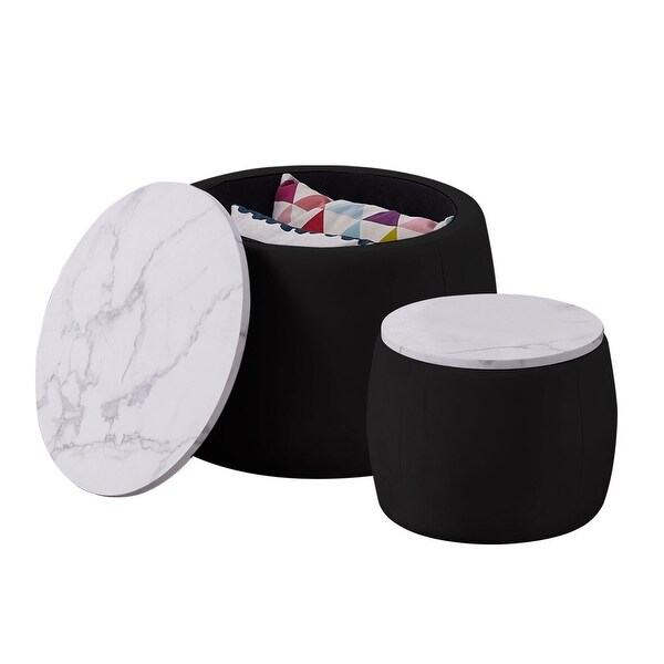 Set Of 2 End Table with Storage with Reversible Lid Tray