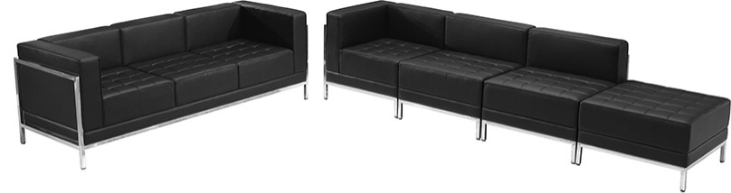 HERCULES Imagination Series Black Leather Sofa  ampLounge Chair Set  5 Pieces   Contemporary   Living Room Furniture Sets   by Beyond Design  ampMore  Houzz