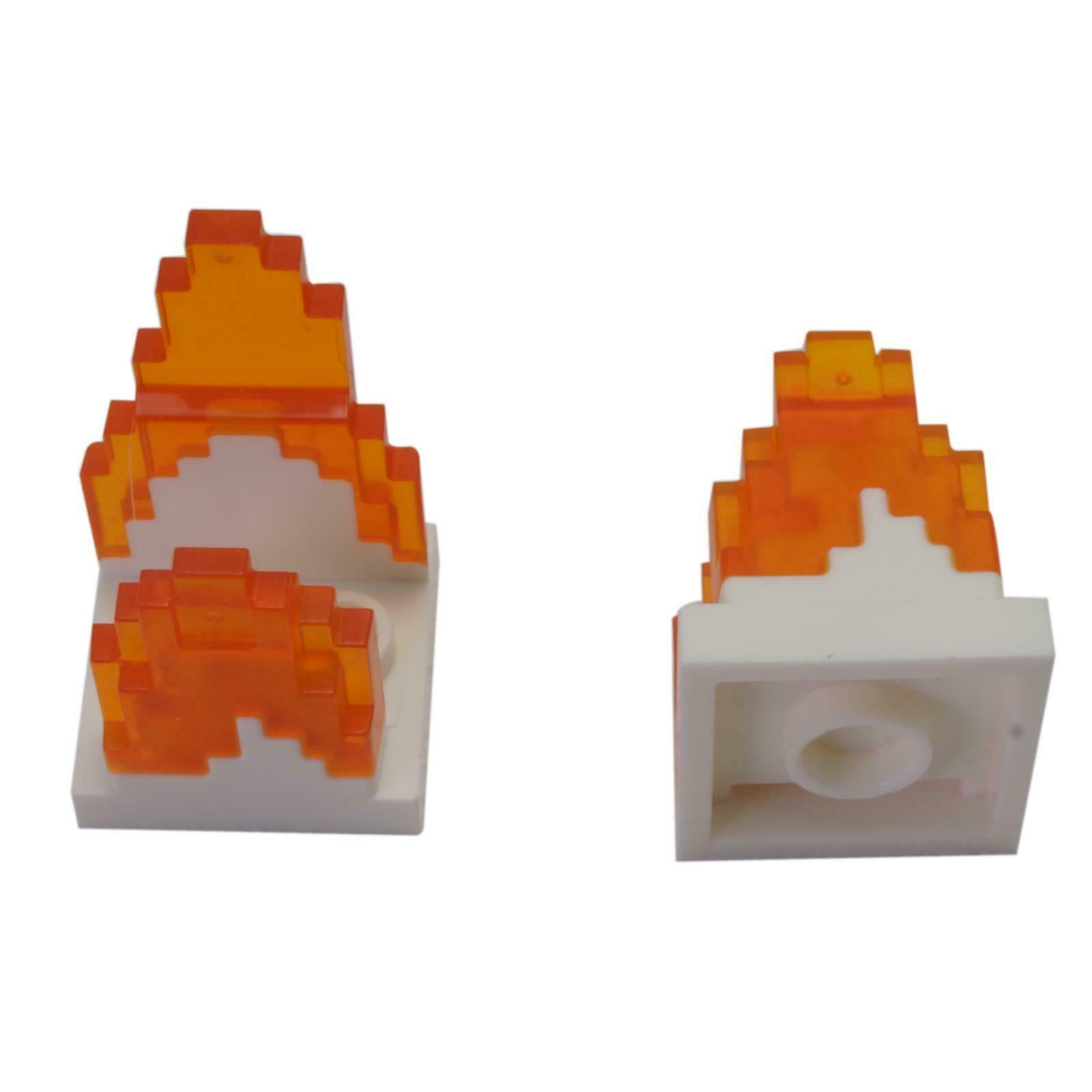 2 NEW LEGO Plate,Modified 2 x 2,2 Studs in Center,Trans Orange Fire White