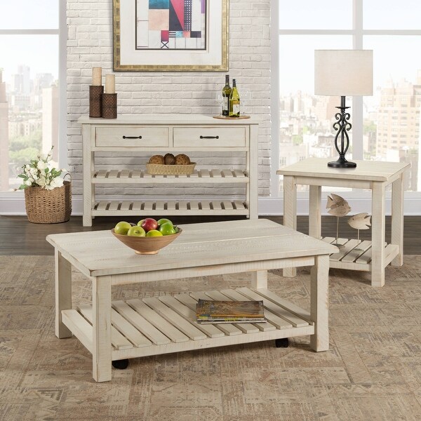 Barn Door Collection Sofa Table， Antique White