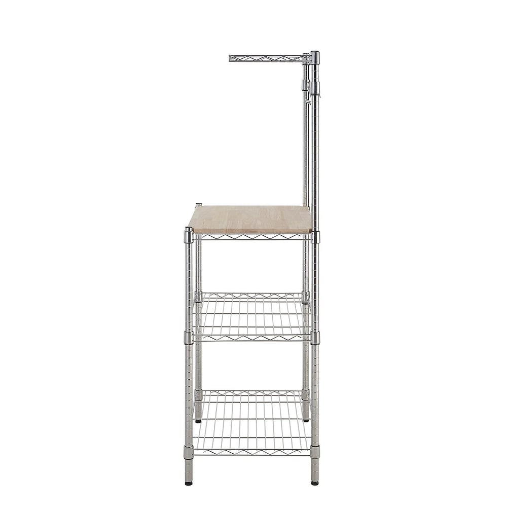 Kitchen Storage Baker's Rack with Removable Top  Chrome/Beige  18\