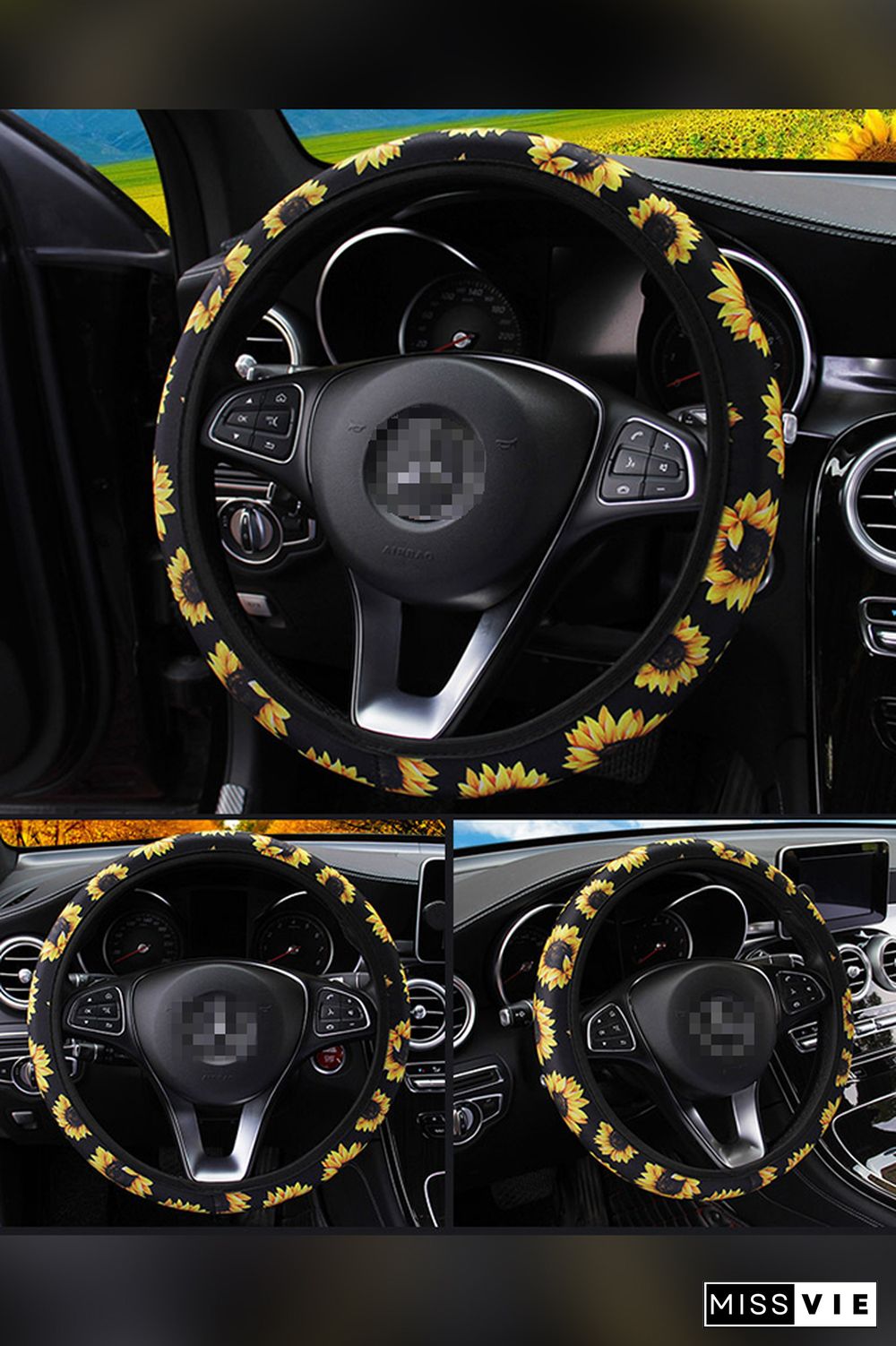 Sunflower Print Steering Wheel Cover MOQ 5pcs