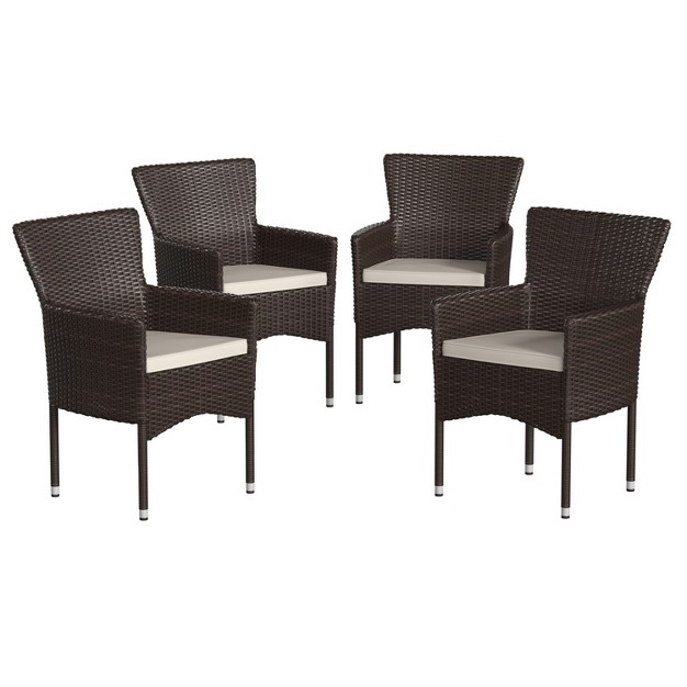 Flash Furniture Maxim Modern Wicker Patio Armchairs For Deck Or Backyard Fade And Weather resistant Frames And Cushions