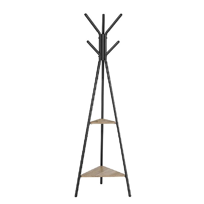 Coat Rack Stand， Coat Tree， Hall Tree Free Standing， With 2 Shelves， For Clothes， Hats， Bags