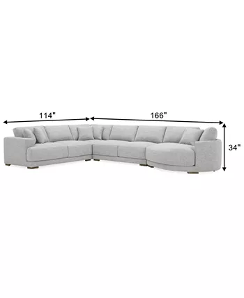 Furniture Vasher 166 4-Pc. Fabric Sectional Sofa with Cuddler