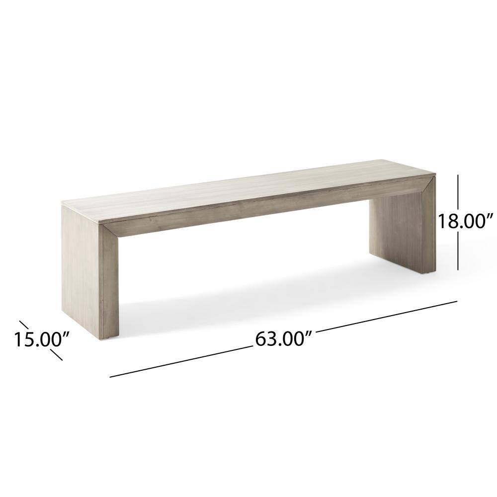 Noble House Pannell Light Gray Solid Wood Bench 70480