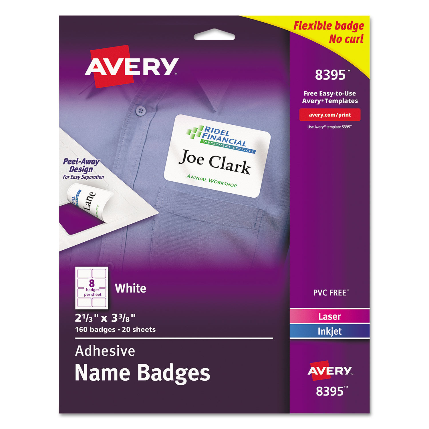 Flexible Adhesive Name Badge Labels by Averyandreg; AVE8395