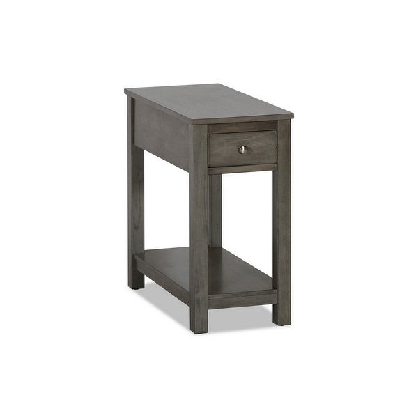 Nili 24 Inch Side End Table， Warm Gray Finish， Single Drawer and Shelf - 24 H x23.75 W x 12 L Inches