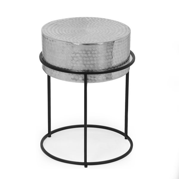 Clopton Modern Handcrafted Aluminum Round Side Table by Christopher Knight Home - 14.75