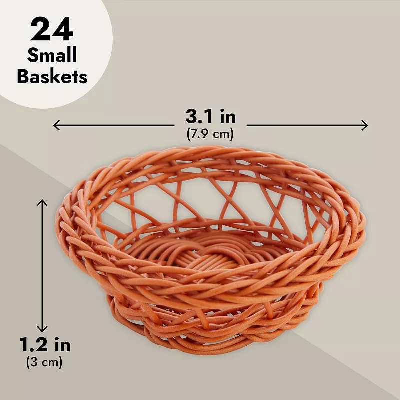 Mini Woven Baskets for Treats and Decor (Brown， 3.1 x 1.2 Inches， 24 Pack)