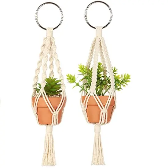 Hand Knitted Macrame Plant Hanger Indoor Outdoor Wall Hanging Planter Plant Holder For Home Decoration