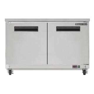 Maxx Cold 48.3 in. 12 cu. ft. Double Door Undercounter Refrigerator Storage Stainless Steel MXCR48UHC