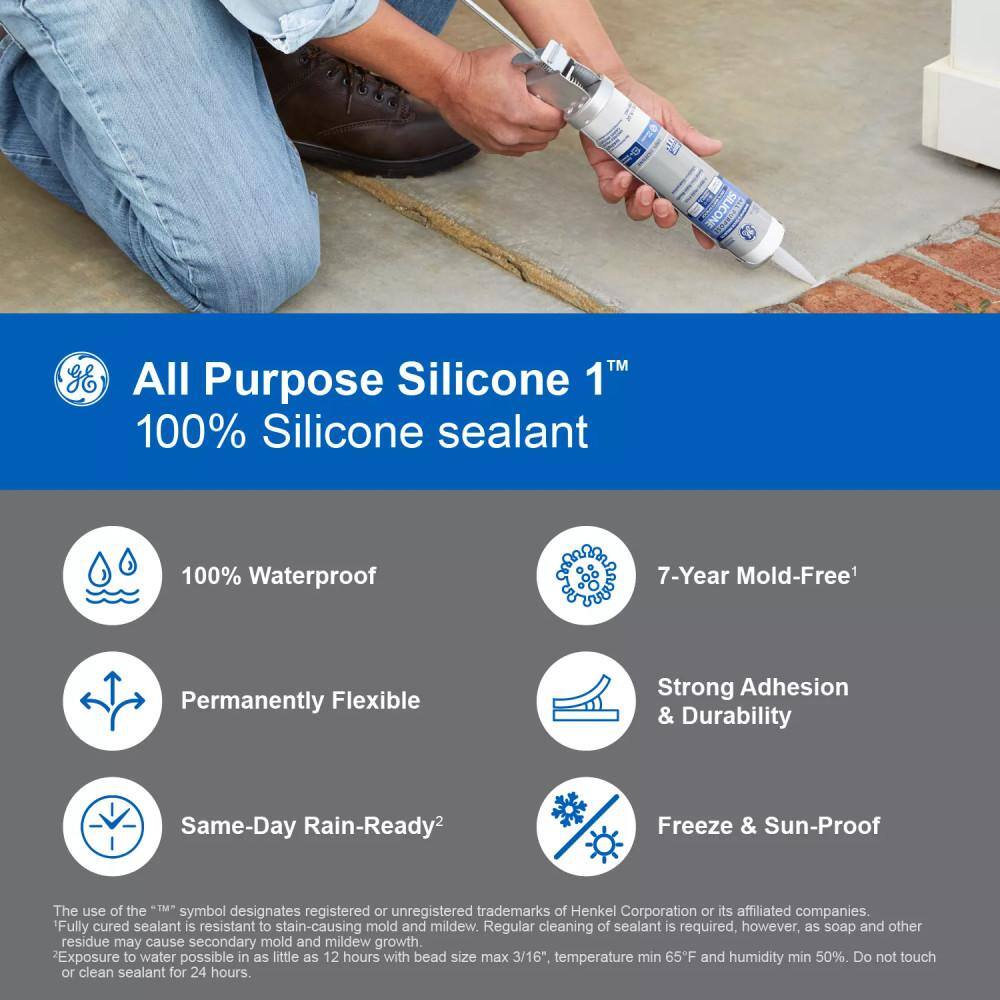 GE Silicone 1 10.1 oz. Clear All Purpose Caulk 2708911