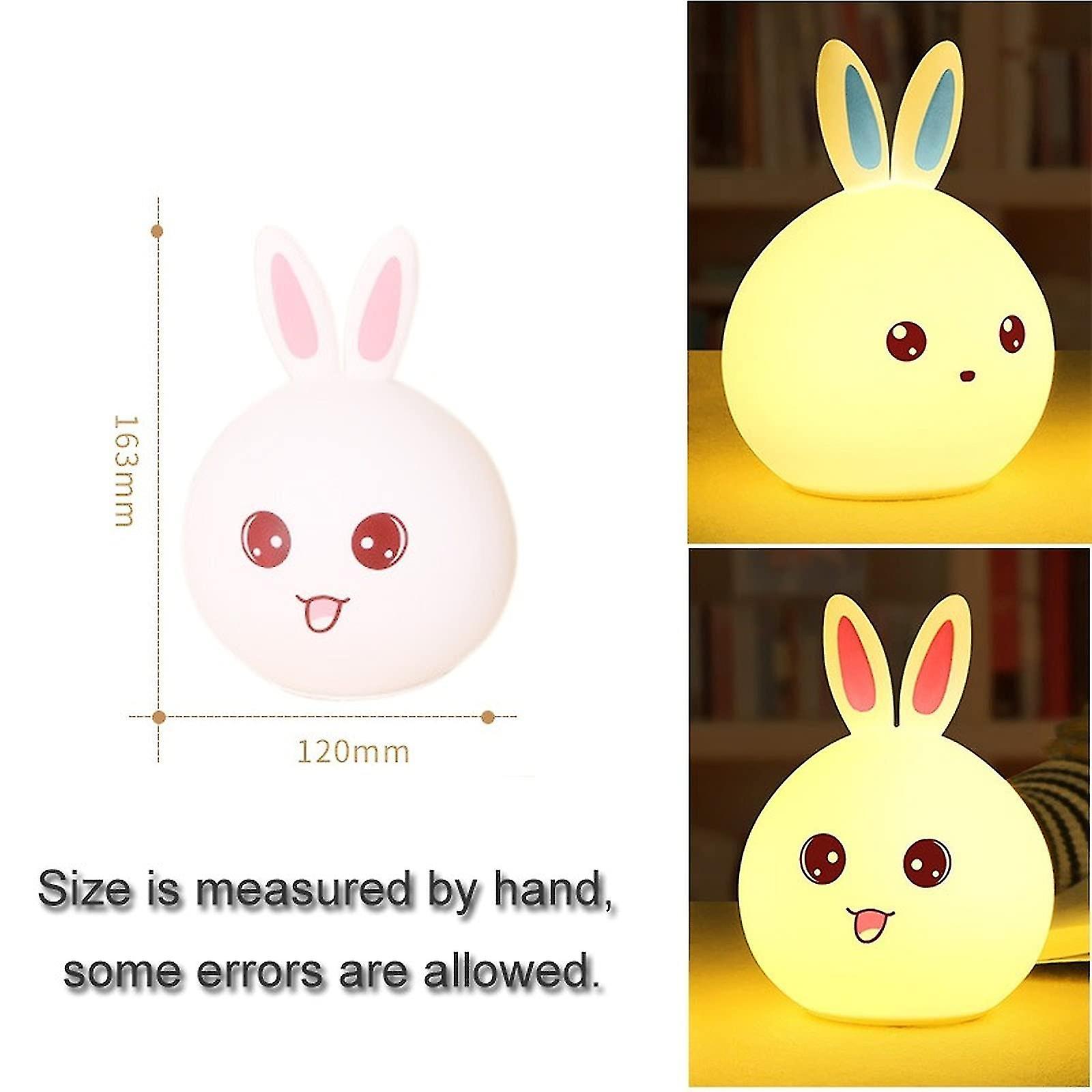 Cute Silicone Rabbit Night Light， Usb Rechargeable Rabbit Led Soft Silicone Touch Sensor Bedside Pat Lamp For Children Baby Kids