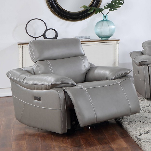 Alpine Leather Power Recliner Smoke Steve Silver Co