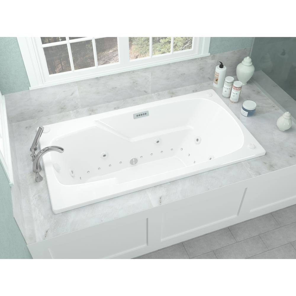 Universal Tubs Coral Diamond Series 6 ft. Right Drain Rectangular Drop-in Whirlpool and Air Bath Tub in White HD3672EDRX