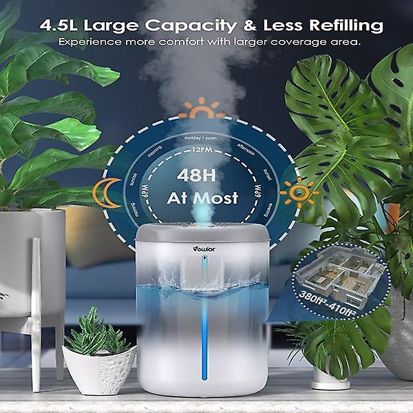 Humidifiers For Bedroom Large Room， Won't Leak Vewior 4.5l Top Fill Cool Mist Last 60 Hours， Air Humidifier And Diffuser 2 In 1， Easy To Clean Super Q