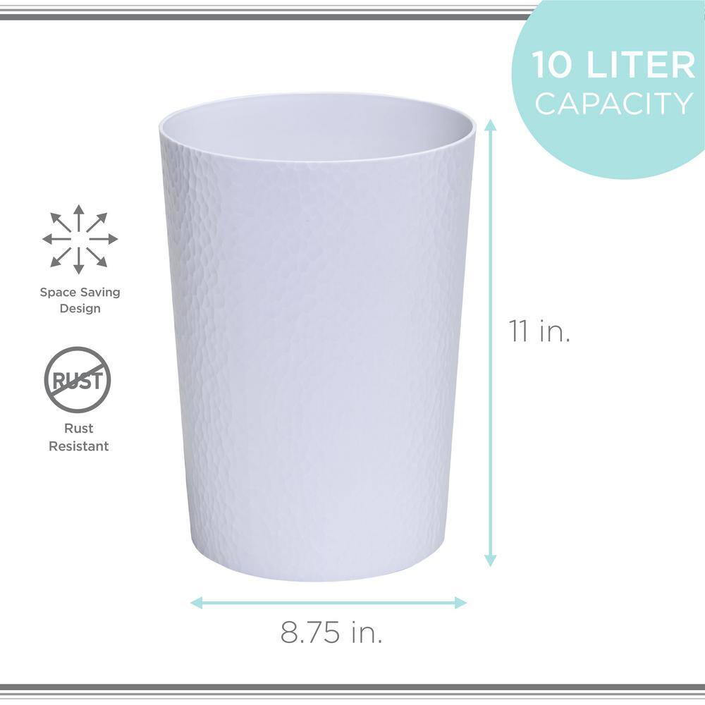 Bath Bliss Hammered Round Trash Bin White 22282-WHITE