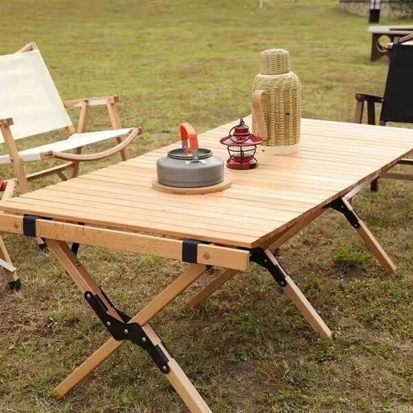 Outdoor Portable Folding Dining Wood Table，Camping/Beach/Patio/Picnic