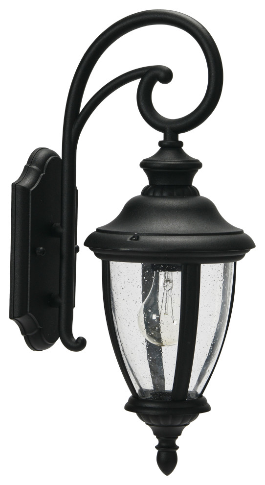 Robert Stevenson Lighting Prestwick   Metal and Glass Outdoor Light  Matte Black   Mediterranean   Outdoor Wall Lights And Sconces   by Creative Co op  Houzz