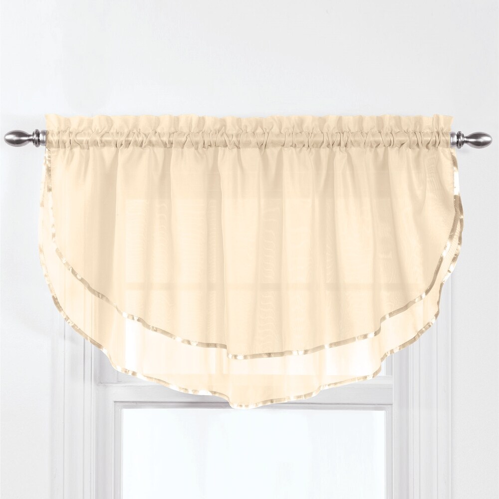 Elegance Sheer Fabric Rod Pocket Top Ascot Window Valance   7.000 x 5.750 x 1.250