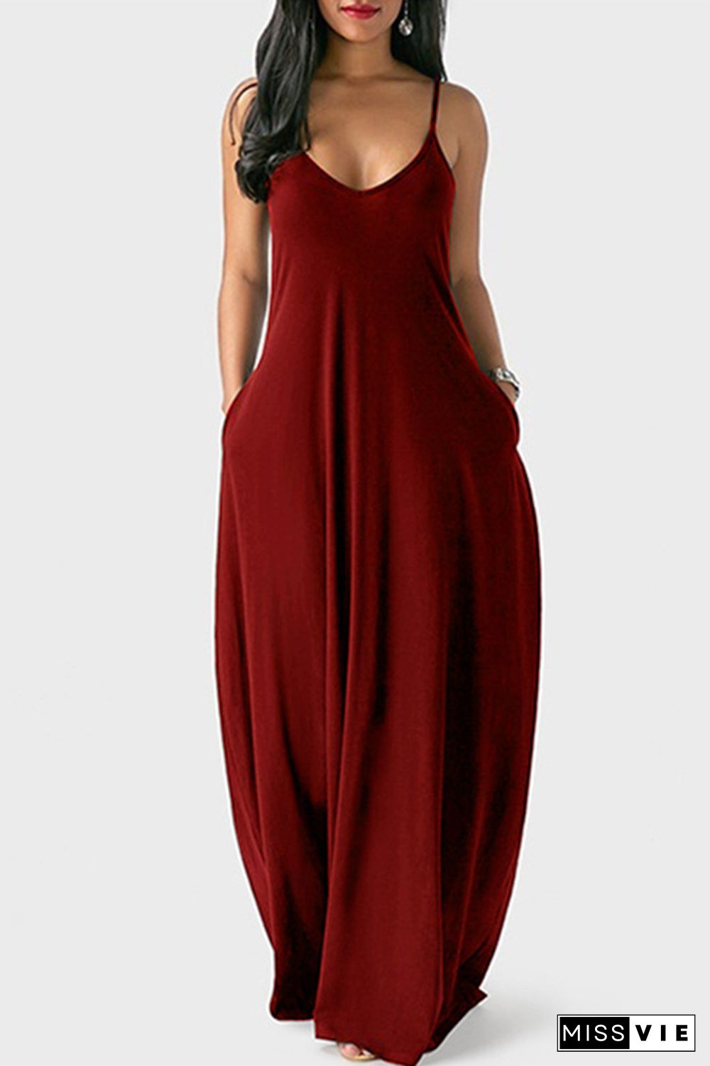 Deep V-neck Slip Dress