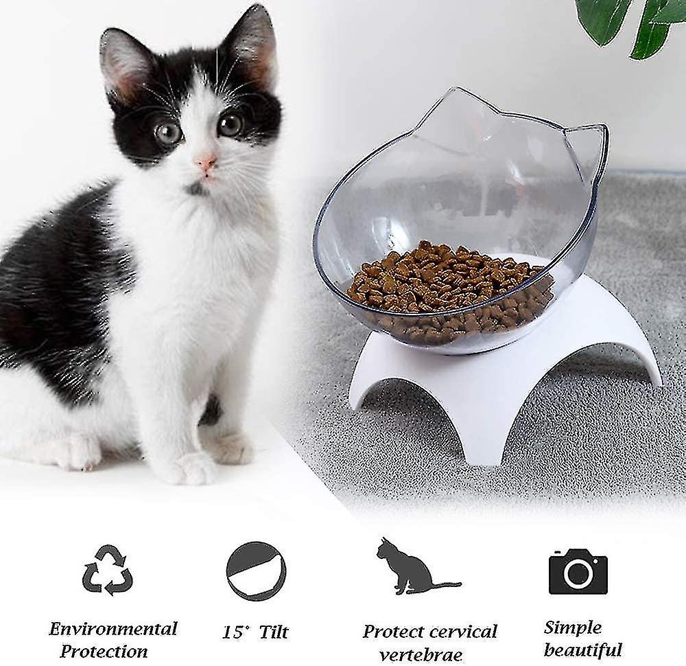 Born Pretty 15elevated Cat Food Bowls With Silicone Pet Mat， Plastic Bowl With Stand