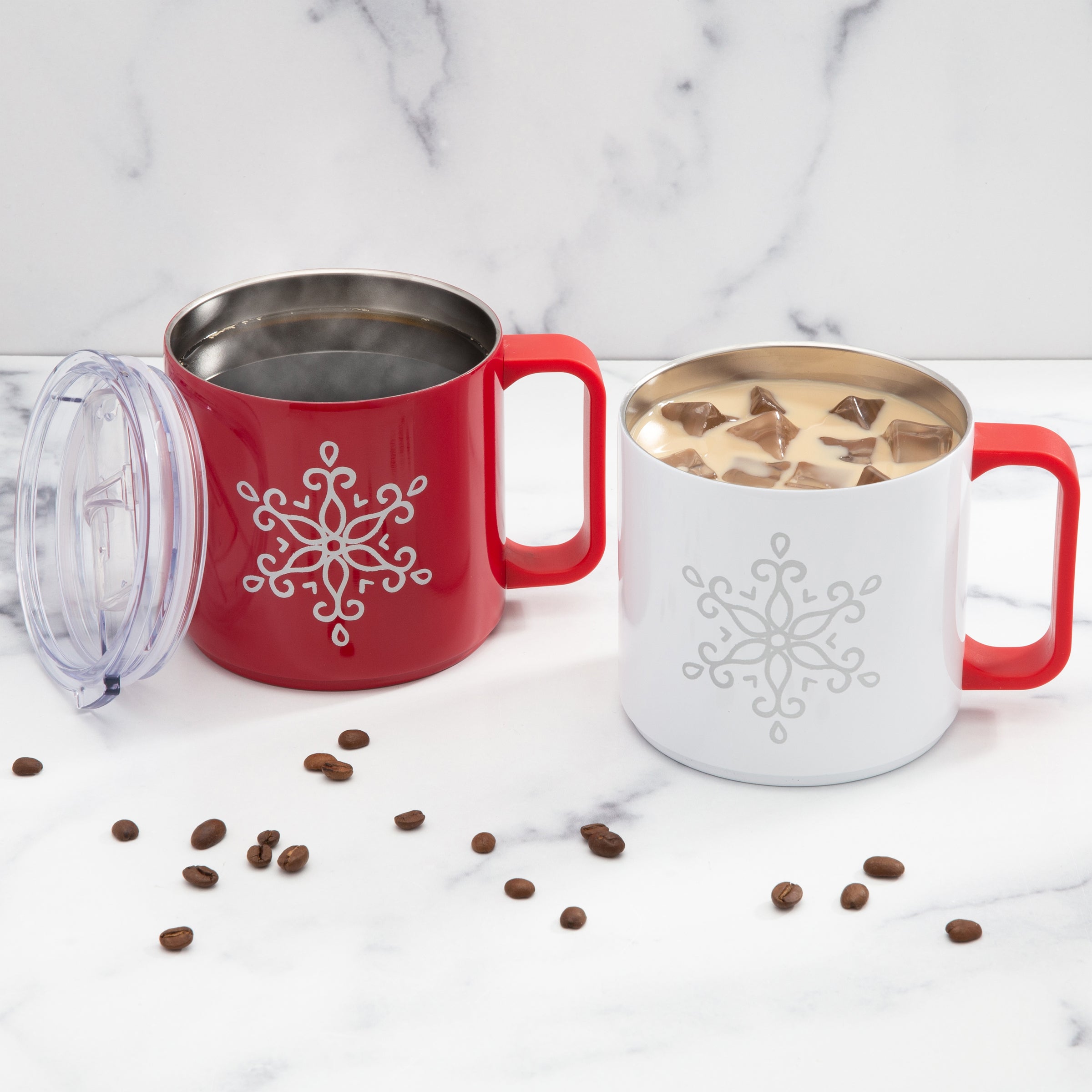 20 Oz Stackable Snowflake Coffee Mugs, Set Of 2