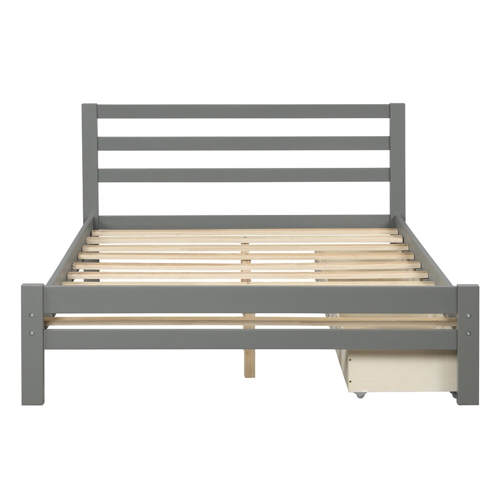 Merax Wood Twin Bed Frame with Storage Drawers and Headboard