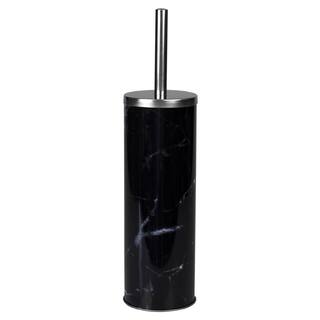 Home Basics Hide-Away Black Faux Marble Stainless Steel Toilet Brush Set HDC51571