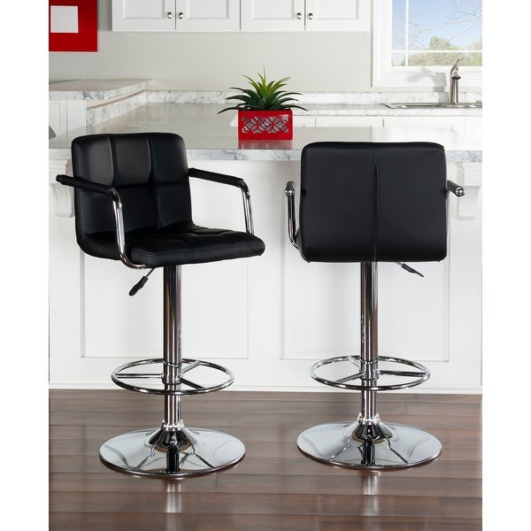 Newport Adjustable Faux Leather Quilted Barstool