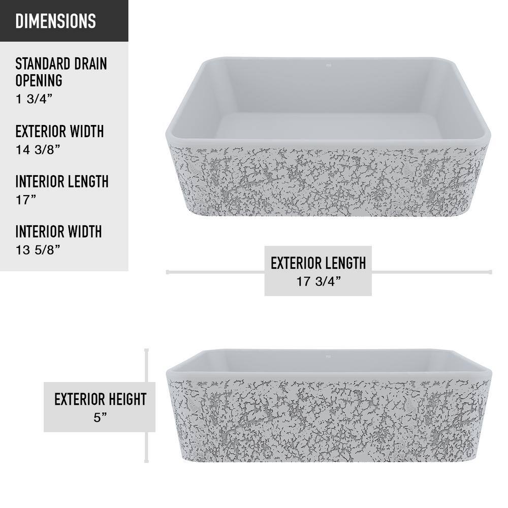 VIGO Cast Stone Zinnia Concrete Rectangular Vessel Bathroom Sink in Ash Gray VG04052