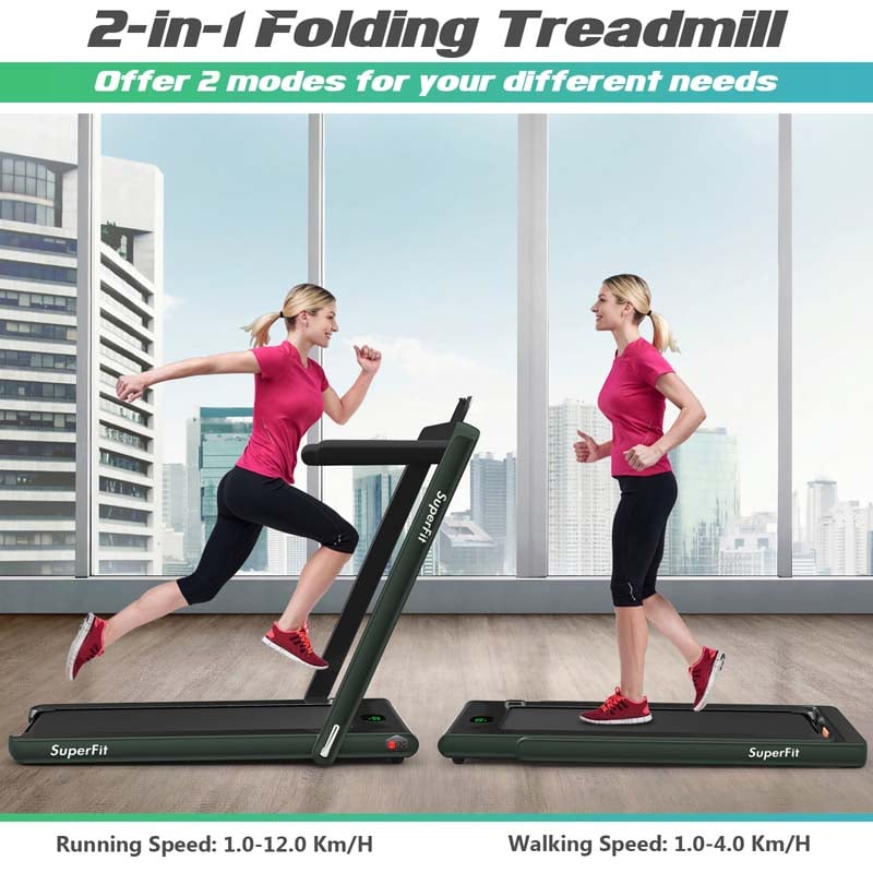 2 in 1 Folding Electric Treadmill for Home Gym, 2.25HP Under Desk Treadmill, Portable Walking Running Machine with Bluetooth Speaker